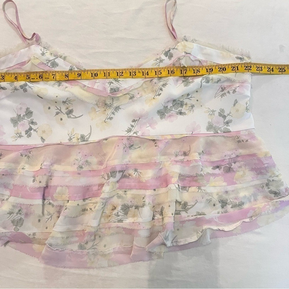Arula Plus 1X Floral Ruffle Babydoll Tank Top Tiered Cottagecore Boho - Picture 10 of 13